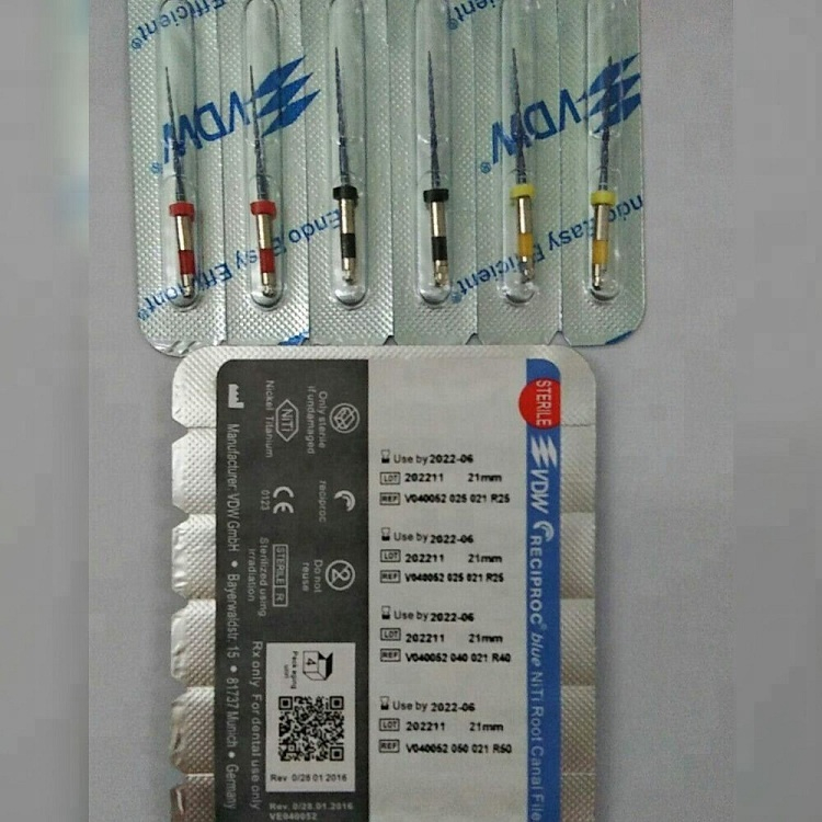 Dental endo files VDW reciproc blue Niti root canal files