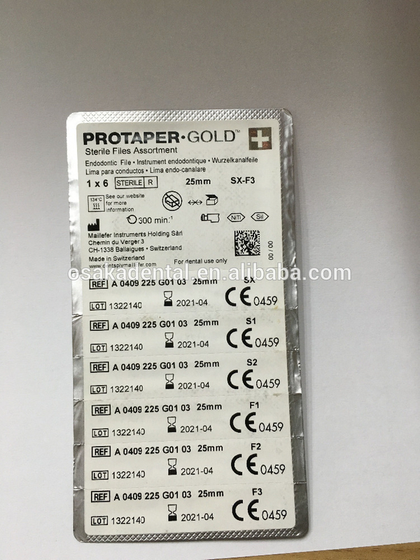 Niti Protaper Gold files for dental treatment