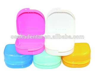 Hot Sale Colourful plastic denture box for keeping denture clean