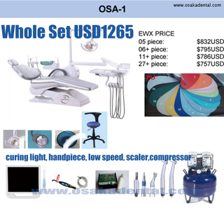 Dental Chair with Handpiece, Air Compressor, Monitor, Camera, Scaler Full Set