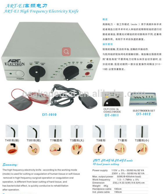Dental Elecatrosurgery unit with handpiece