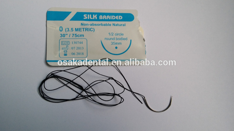 High quality disposable medical suture silk braided with needle