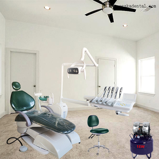 Green color top mounted Dental Chair with Air compressor 