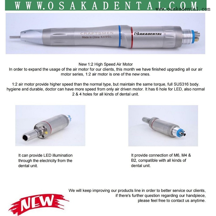 1:2 LED High Speed Air Motor for Dental OSA-AM1:2