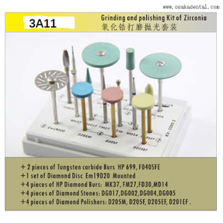 Dental diamond burs kit dental Grinding and polishing kit of zirconia