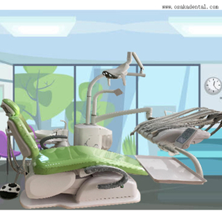 Green color dental chair with nice strong system