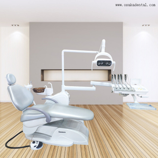 Dental chair with top mounted and silver colour with strong arm and multifunctional foodpad