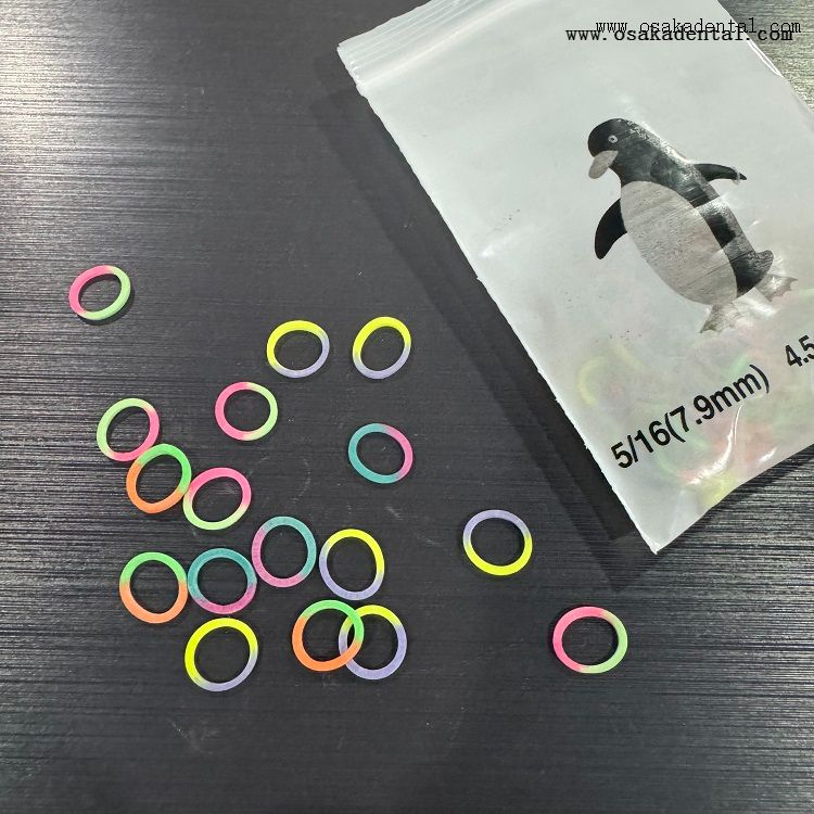 Double Color Dental Orthodontic Elastomeric O-Rings for Braces Rubber Band