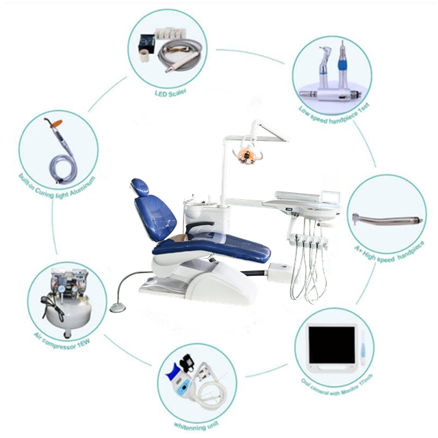 Dental Chair Unit Set with Compressor and Handpiece