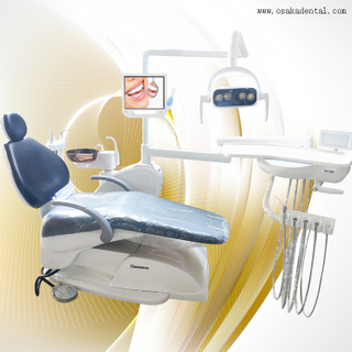 Dental chair with 17 inches monitor with oral camera and black colour PU leather