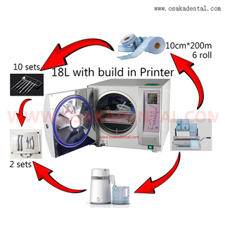 Dental autoclave with 18 Liters with dental handpiece and dental instrument and dental sealing machine