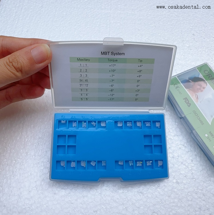 Dental Orthodontic Ceramic Bracket MESH Base Roth/MBT OSA-F690-Ice
