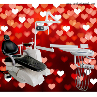 Black color dental chair unit with LED lamp / Economic dental chair