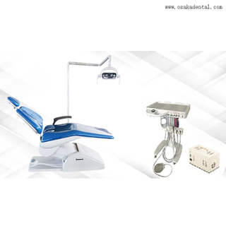 Simple dental chair for clinic with portable air compressor and portable moving cart unit