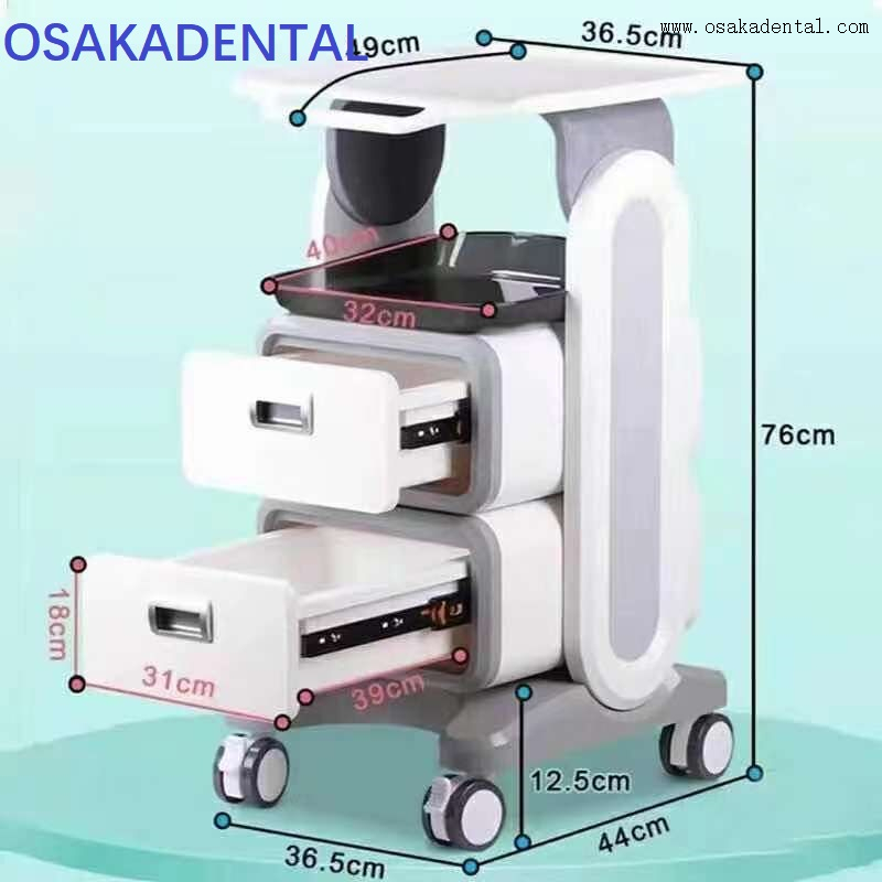 Mobile Tool Cart with Wheels 2 Drawers Trolley Multifunction Roller Tool Cabinet for 3D Scanner Machine