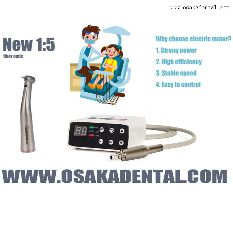 Dental electric motor Burshless with 1:5 new contra angle fiber optic