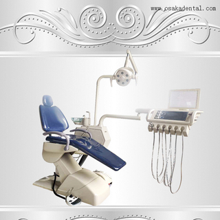 Blue color dental chair with touch system