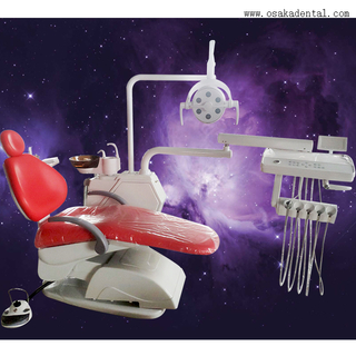 Red Color Dental Chair with 6 Bulbs LED Lamp