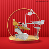 Yellow colour dental chair unit with microscope and oral camera with 17 inches monitor