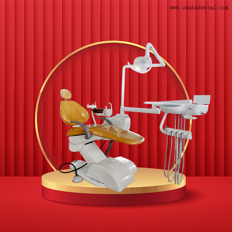 Yellow colour dental chair unit with microscope and oral camera with 17 inches monitor