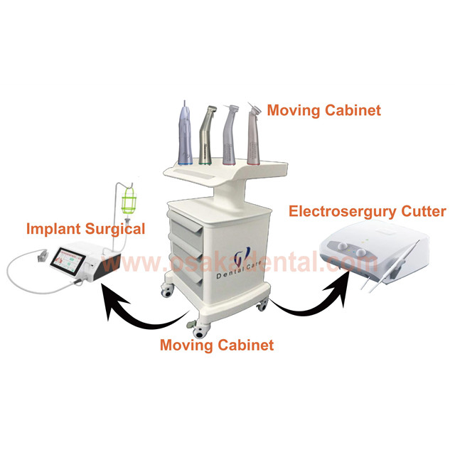 Dental Implant Machine and Dental Surgical Equipment with Contra Angle and Mobile Cabinet