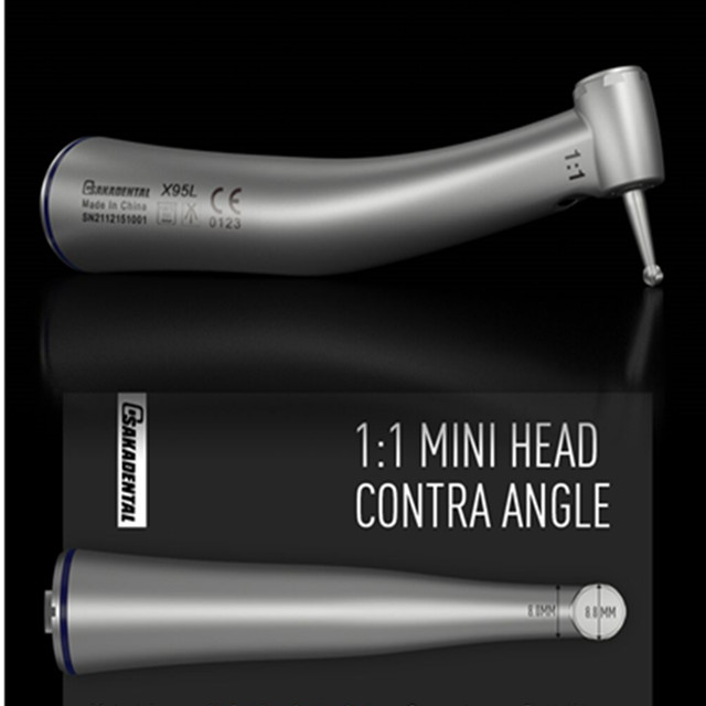 New Mini Head Contra Angle Dental Handpiece 1:1 