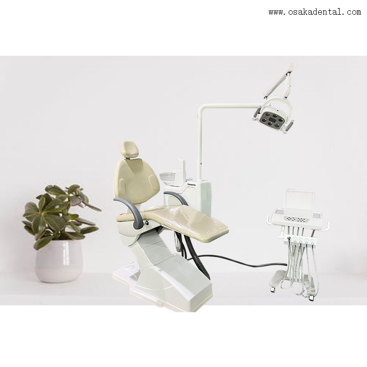Dental chair with separated moving cart with ivory white colour