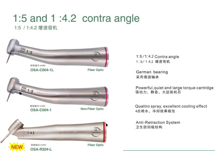 Titanium Body 1:5 Red Ring Contra Angle with NSK Bearings