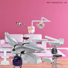 Dental chair with air compressor and dental microscope silver color