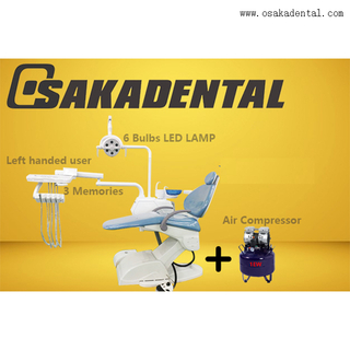 Blue color dental chair for left handed user with dental impression alginate material