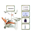 Dental chair with dental stool with orange colour leather