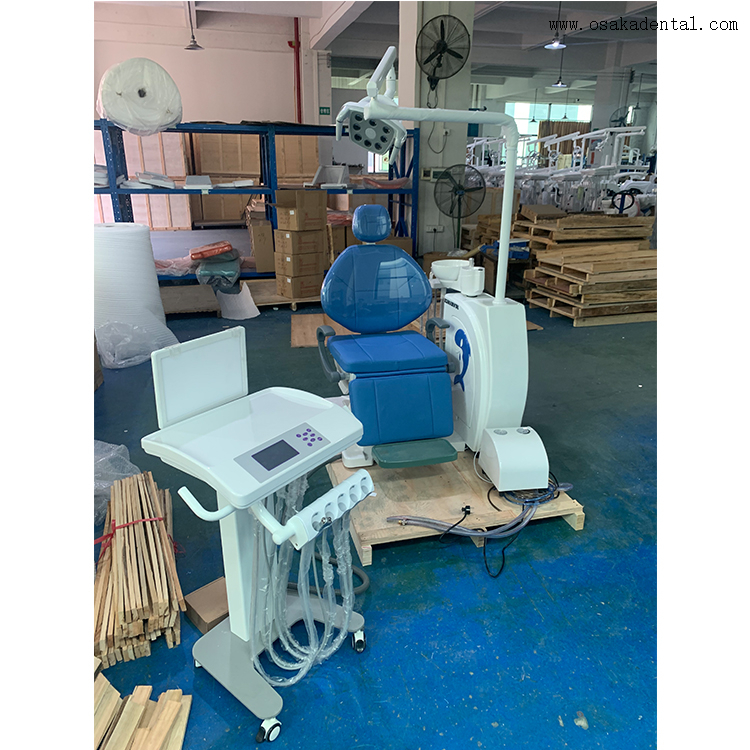 Dental chair with separated moving cart with nice quality dental handpiece and dental air compressor