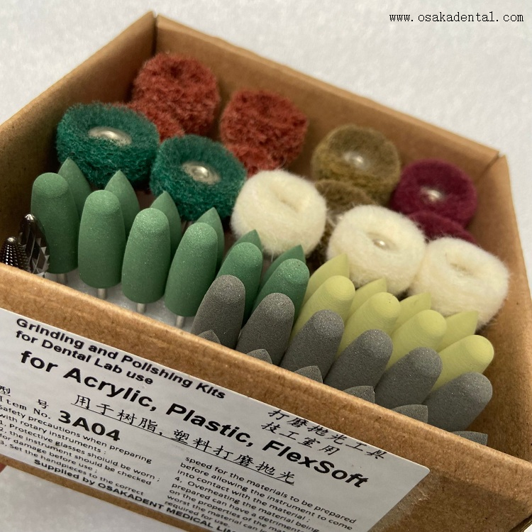 Grinding And Polishing Kits for Dental Lab Use for Acrylic/plastic/flexsoft 3A04