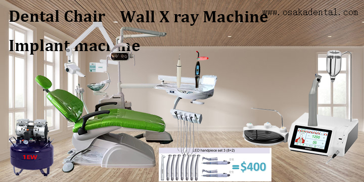 Dental chair with dental highspeed handpiece and dental low speed handpiece and dental implant machine