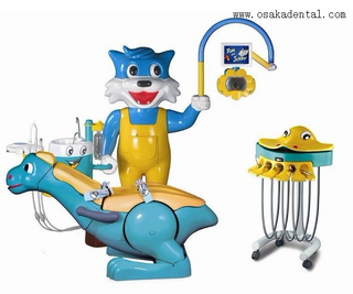 Lovely Cartoon Blue Cat Dental Chair Unit for Children Kids Dental Chair