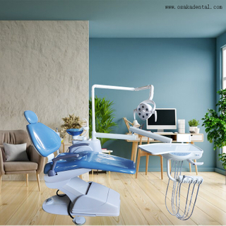 Blue colur dental chair with 6 LED lamp / Economic dental chair / dental chair for clinic