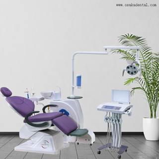 Dental chair with separated moving cart with nice colur / Purple colour dental chair / Good quality dental chair