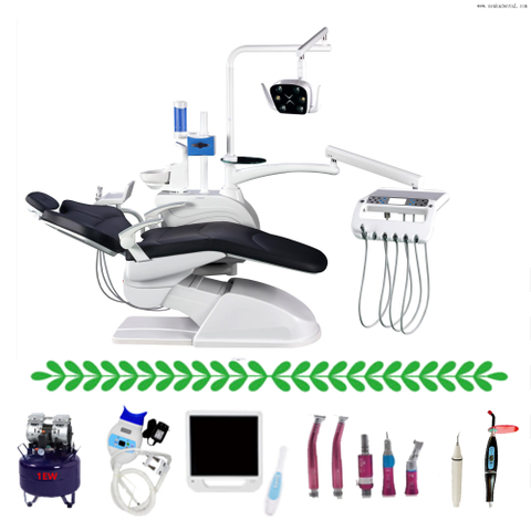 High class black colour dental chair with dental oral camera and 17 inches monitor