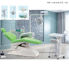 Green color dental chair unit with dental air compressor and dental handpiece