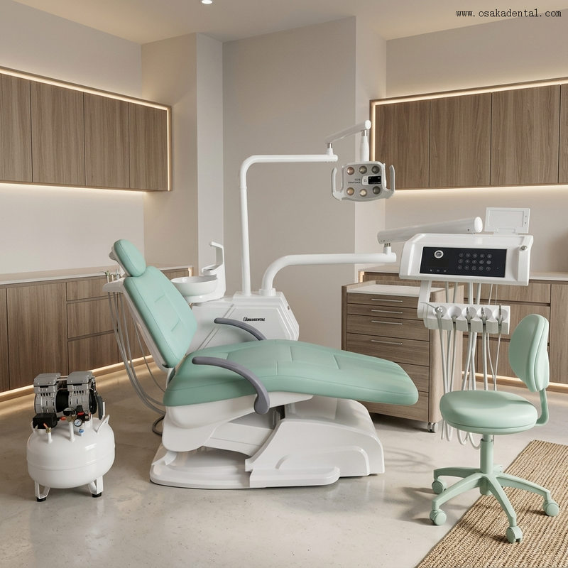 High class dental chair unit with touch screen instrument tray