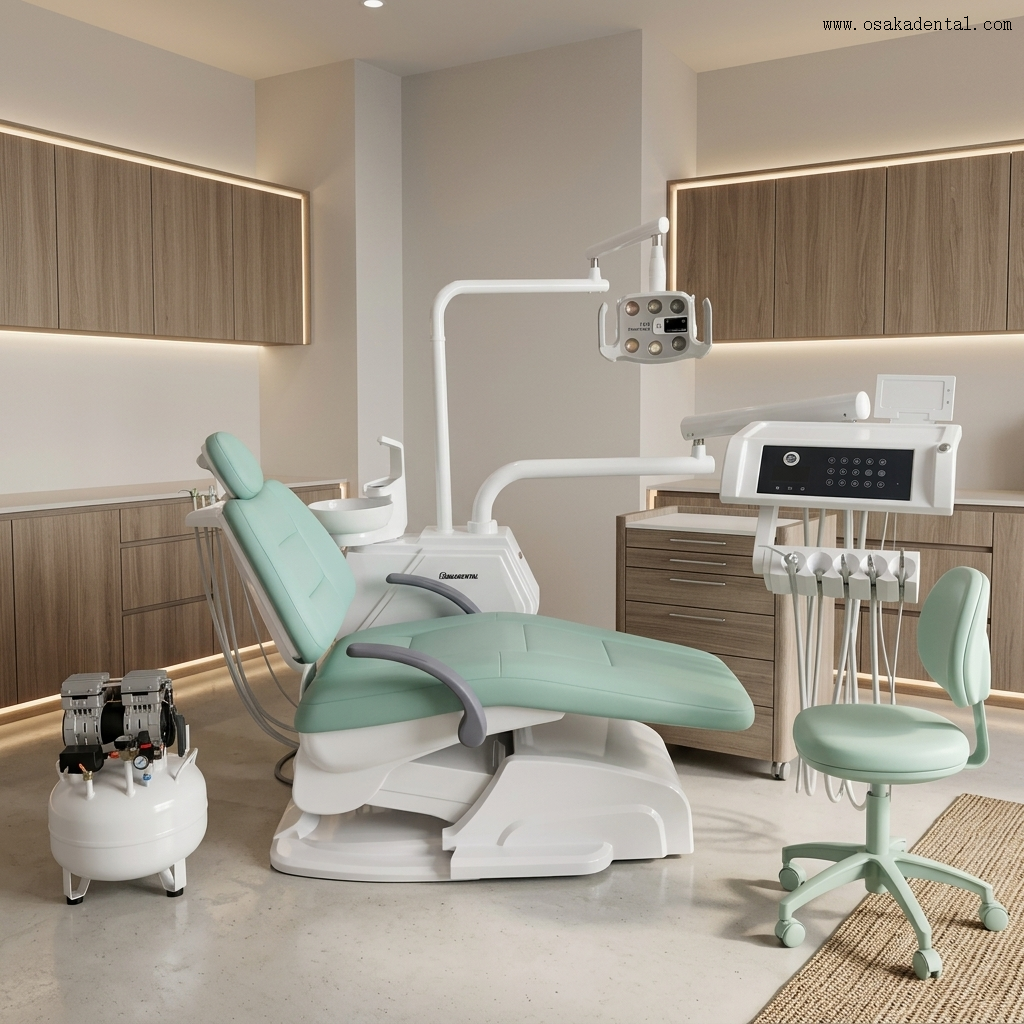 High class dental chair unit with touch screen instrument tray