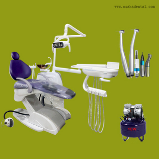 Blue Color Dental Chair with Dental Handpiece And Dental Air Compressor