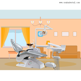 Dental chair with grey color with economic type for dental clinic
