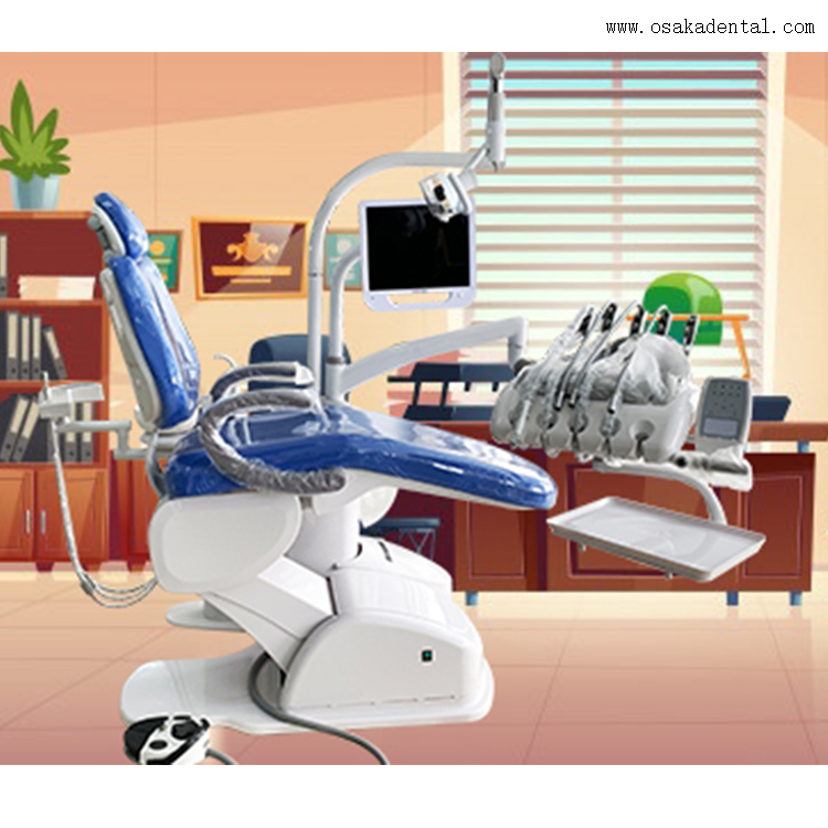 Blue Color Top Mounted Dental Chair