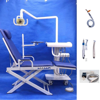 Portable Dental Chair Unit with Halogen lamp and Mobile Tray