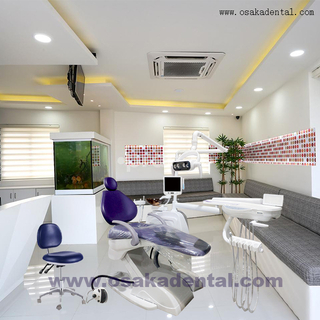 Dark Blue color dental chair with LED lamp