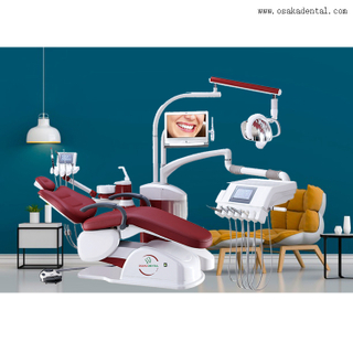 Red Color Dental Chair with Touch Screen Instrument Tray