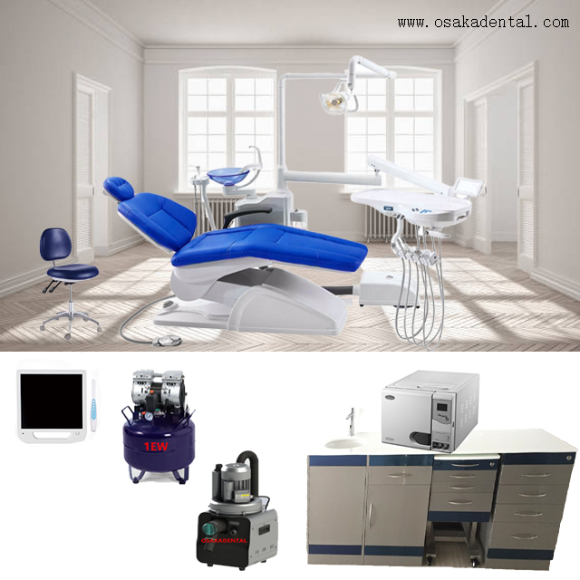 Simple dental chair with dental cabinet for dental clinic