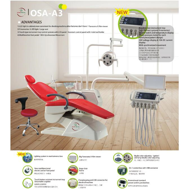 LED Lamp Dental Chair Unit with Touch Screen Tray OSA-A3 