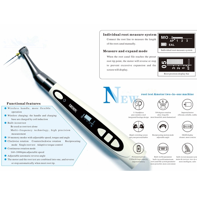 Wireless Dental Endomotor with Apex Locator